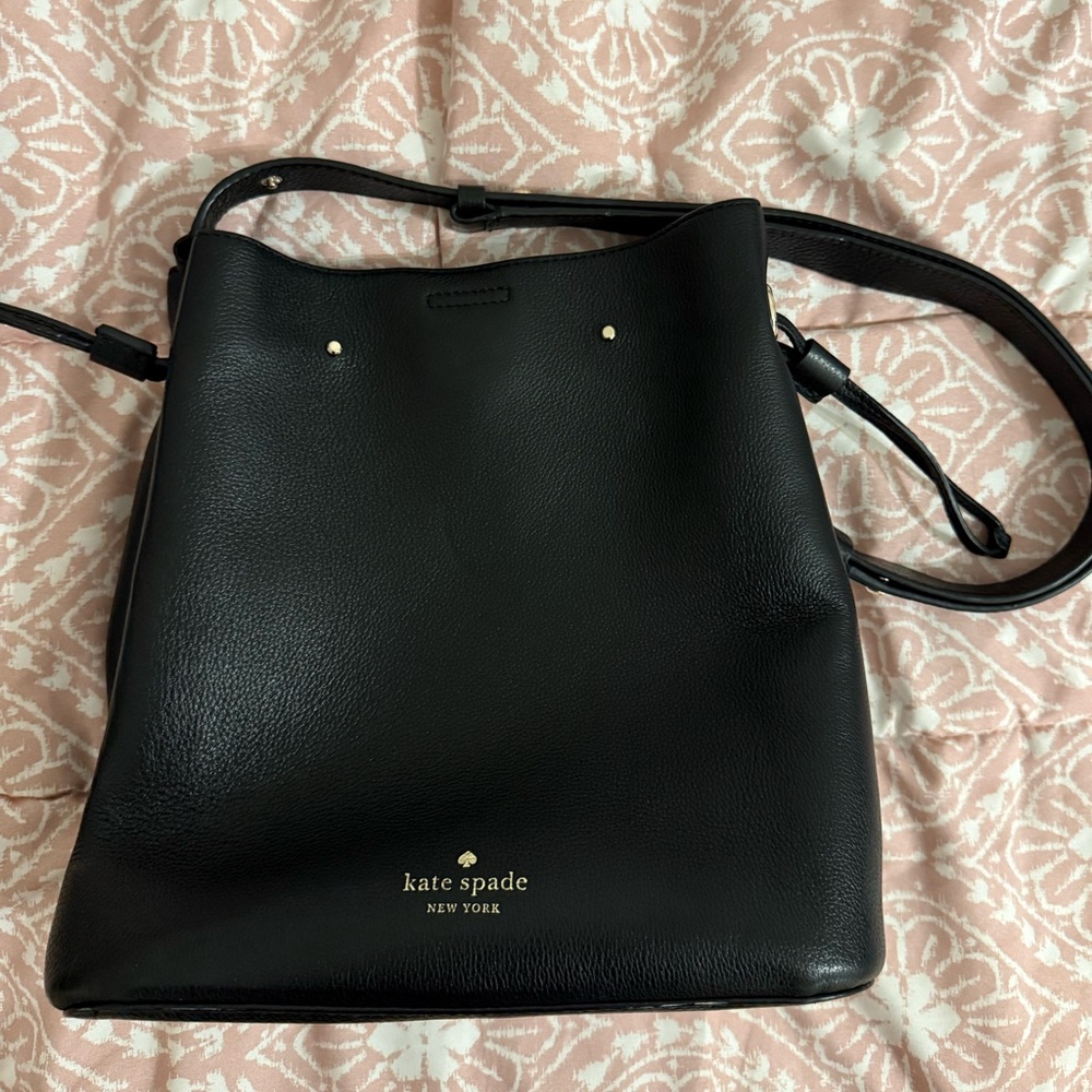 Kate Spade Black Marti Small Bucket Bag with Gold Accents